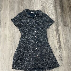 Zara Navy and White Textured dress